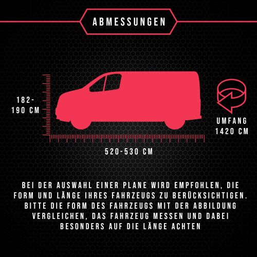 LUX Van Autoabdeckung für Volkswagen T5 Lang Schutzhülle öffnende Tür