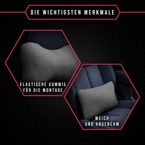QSWL Auto Kopfstütze Rückenkissen Auto & Bürostuhl - Lendenkissen Auto  Nackenkissen Komfortabel Für Fahren Autositz (Color : Black, Size :  41X37X12CN) : : Küche, Haushalt & Wohnen