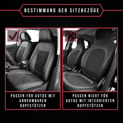 nenyan Autositzbezüge Komplett Set Universal in Premium Design, Schonbezüge für die Vordersitze & Rückbank, Auto Sitzbezüge Airbag  Geeignet
