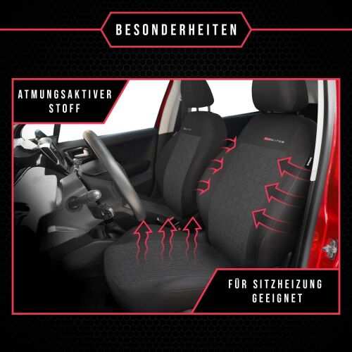 Saferide | Sitzauflage Auto Vordersitze Autositzmatte Wasserdicht  Autositzbezug Fahrersitz Universal Sitzschutz Velours Schwarz für Airbag  geeignet 1