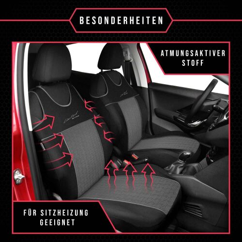 Saferide | Sitzauflage Auto Vordersitze Autositzmatte Wasserdicht  Autositzbezug Fahrersitz Universal Sitzschutz Kunstleder Grau für Airbag  geeignet 1