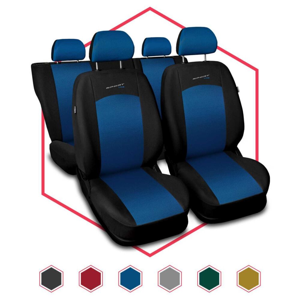Kaufe 7-Sitzer-Autositzbezüge-Set im Track-Detail-Stil, Polyestergewebe,  universell passend für die meisten Autos, Autositzschutz