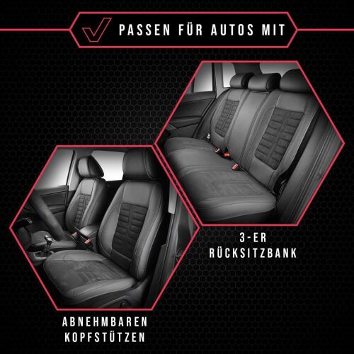 Lestarain Auto Sitzbezug Autoschonbezug universal Schonbezug 5X  Einzelsitzbezüge aus Polyester für Vans,Schwarz-Grau: : Auto &  Motorrad
