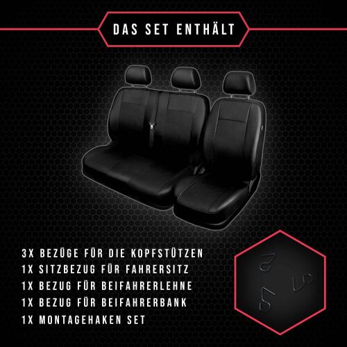 2 Stück Universal Echt Leder Auto Sitzbezüge schwarz für fast alle PKW,  Fahrersitz und Beifahrersitz, Leder Sitzbezug