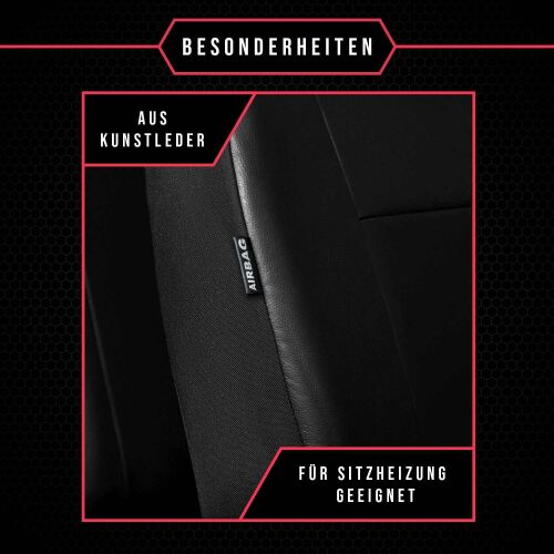 Universelle Stoff/Leder Sitzbezüge 'Limited' Schwarz + Rote Nähten-  11-Teilig- - passend für Side-Airbags - 14,44 EUR