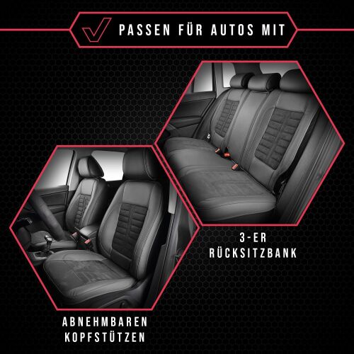 Saferide | Sitzauflage Auto Vordersitze Autositzmatte Wasserdicht  Autositzbezug Fahrersitz Universal Sitzschutz Kunstleder Rot für Airbag  geeignet 1