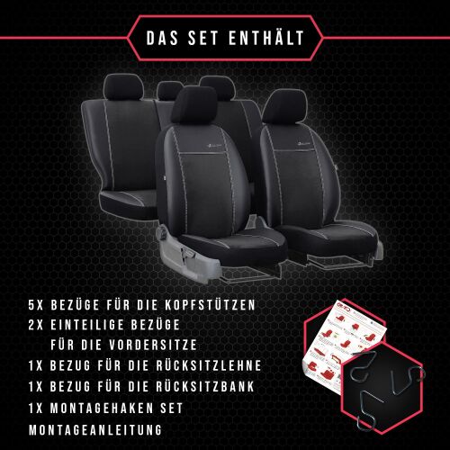 Saferide 2er Set Autositzbezüge PKW universal | Auto Sitzbezüge Kunstleder  Beige für Airbag geeignet | für Vordersitze | 1+1 Autositze vorne