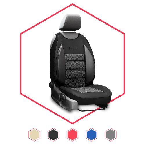 Saferide 1er Set Sitzauflage PKW Universal, Auto Sitzschutz Kunstleder  Beige für Airbag geeignet, für Vordersitze