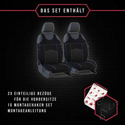 Sitzbezüge K-Maniac für Opel Meriva B | Universal schwarz-blau |  Autositzbezüge Set Vordersitze | Autozubehör Innenraum | Auto Zubehör  Kunstleder 