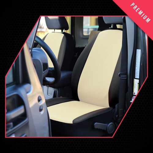 Saferide 3er Set Autositzbezüge PKW universal | Auto Sitzbezüge Kunstleder  Beige für Airbag geeignet | für Vordersitze und Rückbank | 1+1 Autositze